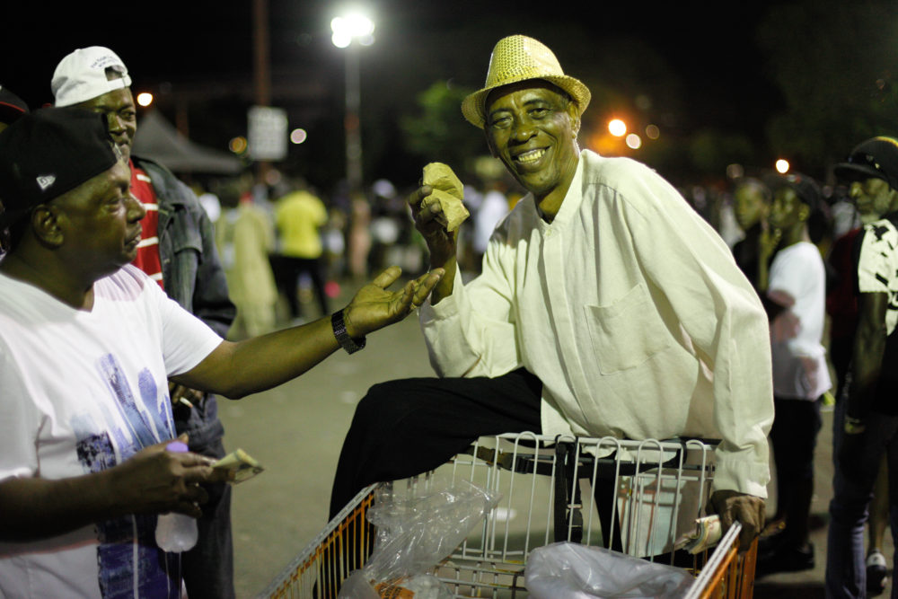 Nuts Landing, a comedian and nut seller on the drag