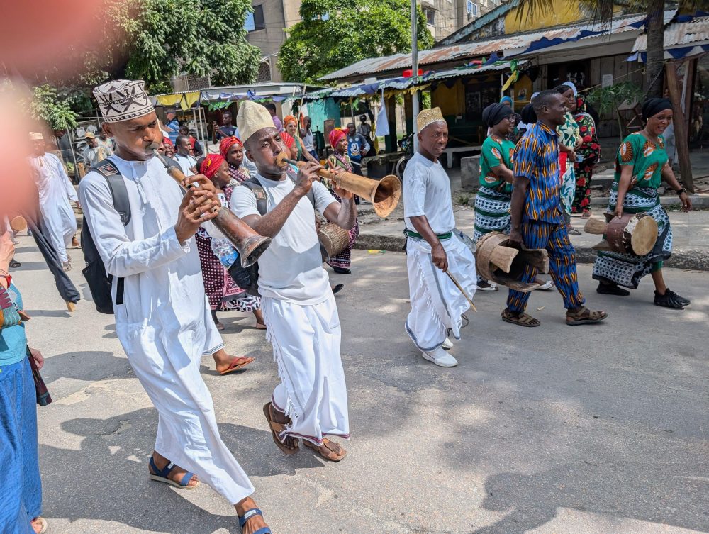 Opening day parade of festival on streets of Stone Town