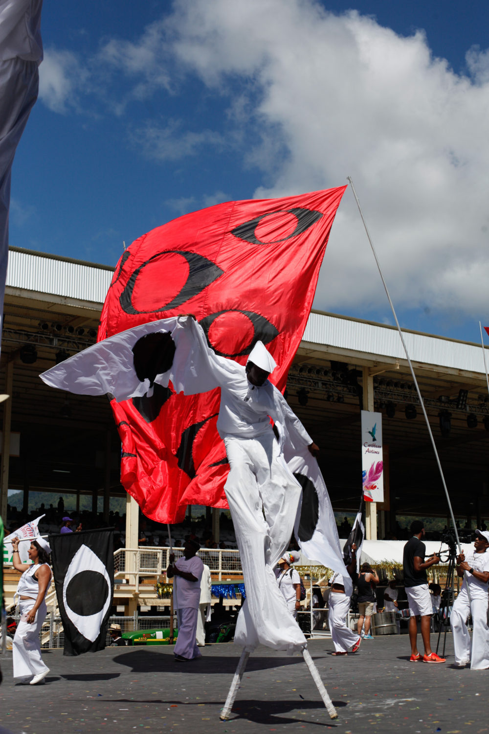 One of many stilt-walking Moko Jumbies that were part of Eyes of God
