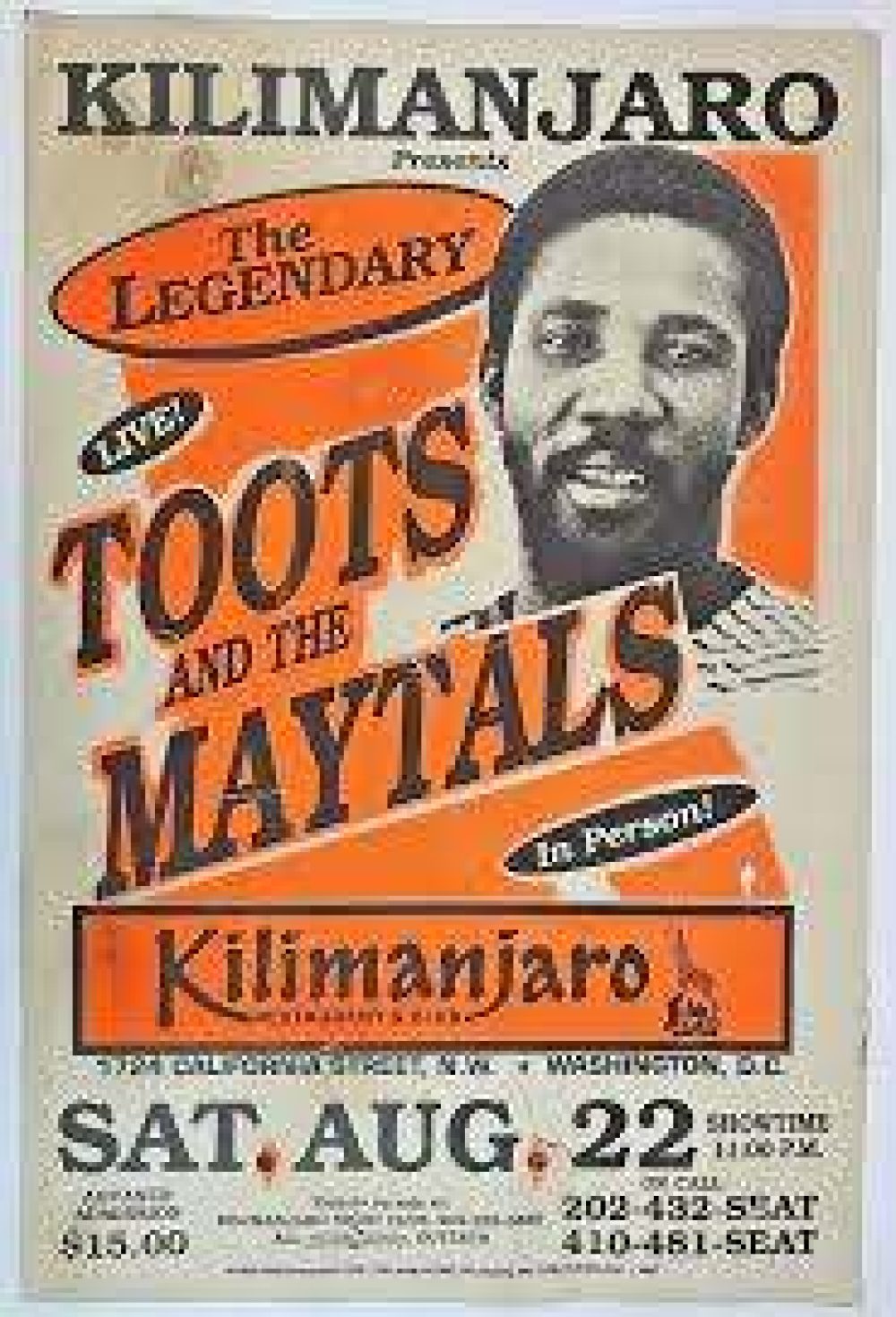 Original poster Kilimanjaro Club and Resturant, Washington D.C. 1988